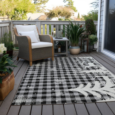 Tapis gris renne de Noël intérieur / extérieur lavable à la machine