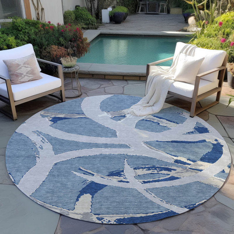  Machine Washable Indoor/Outdoor Chayden ACN1022 Beige Rug, Round 8'