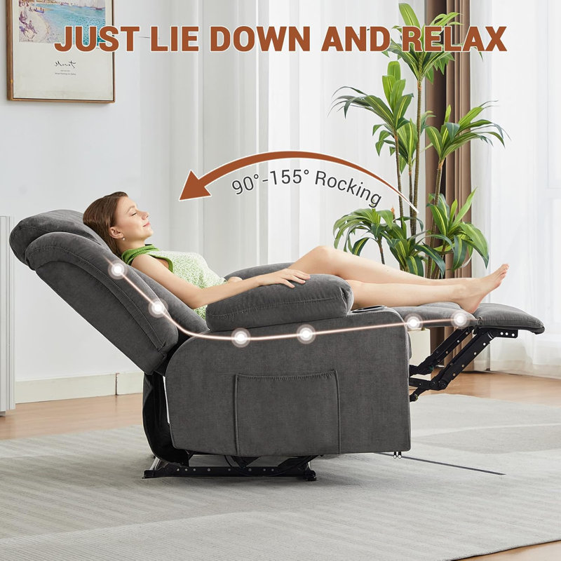 Fauteuil inclinable, canapé inclinable manuel avec massage et chaleur, Gris