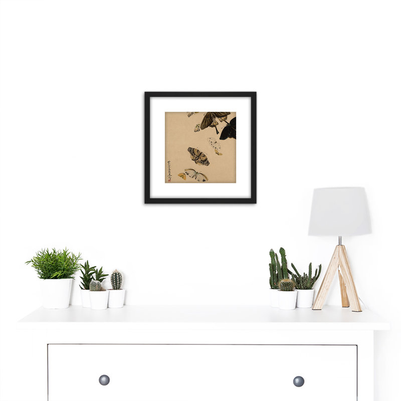 Butterflies Japanese Laquer by Shibata Zeshin - Single Picture Frame Painting