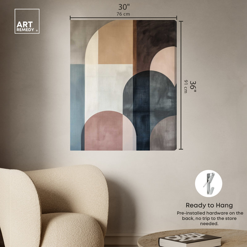 Abstract Geometric Shapes Canvas Wall Art in Neutral Tones, 30" x 36"