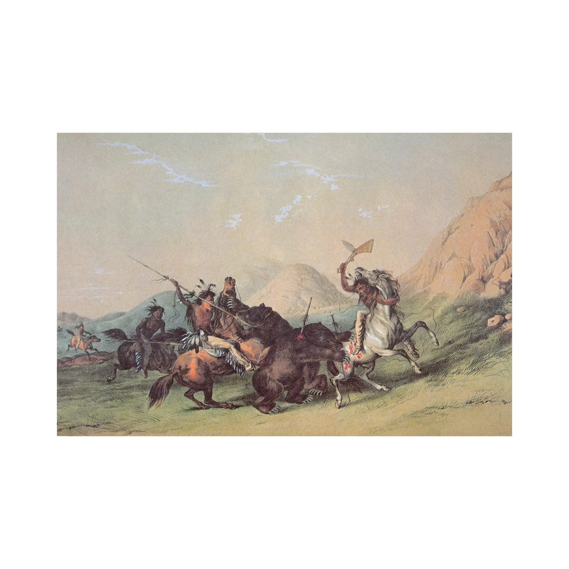 Native Americans Killing A Bear by George Catlin - No Frame Gallery-Wrapped Canvas Giclée on Canvas, 20.32cm H x 30.48cm W