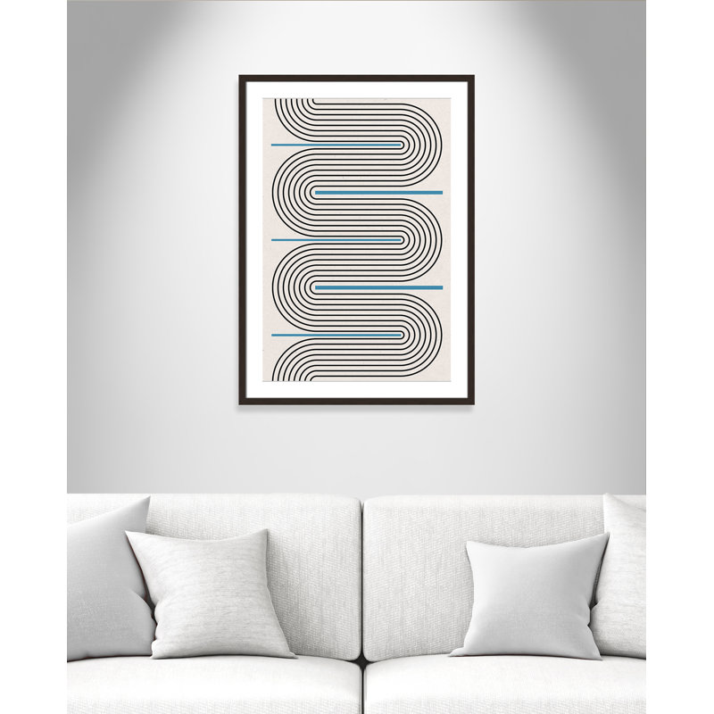 Curved Lines Symphony Print by Miuus Studio, 25.5'' W x 35.5'' H, Matted Print, Open Grain Walnut