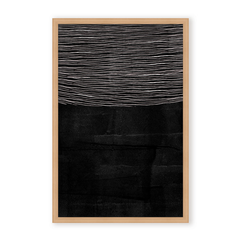 Abstract Blackened Line by  - Picture Frame Painting on Paper, 48" H x 32" W x 1.125" D, Framed Print, Gold