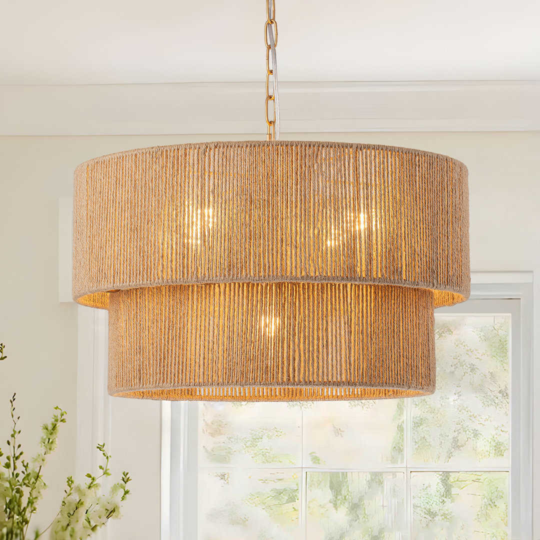 Stutz Rattan 5-Lights Hand-Woven Hemp Rope Pendant Chandelier Bay Isle Home™