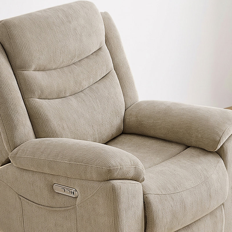 Fauteuil inclinable électrique surdimensionné en chenille avec dossier épais et accoudoirs larges pour le salon