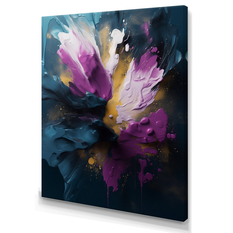 «Mauve et bleu, réalités sur toile I», art abstrait encadré, H 20 po x l 12 po x P 1 po, Toile tendue