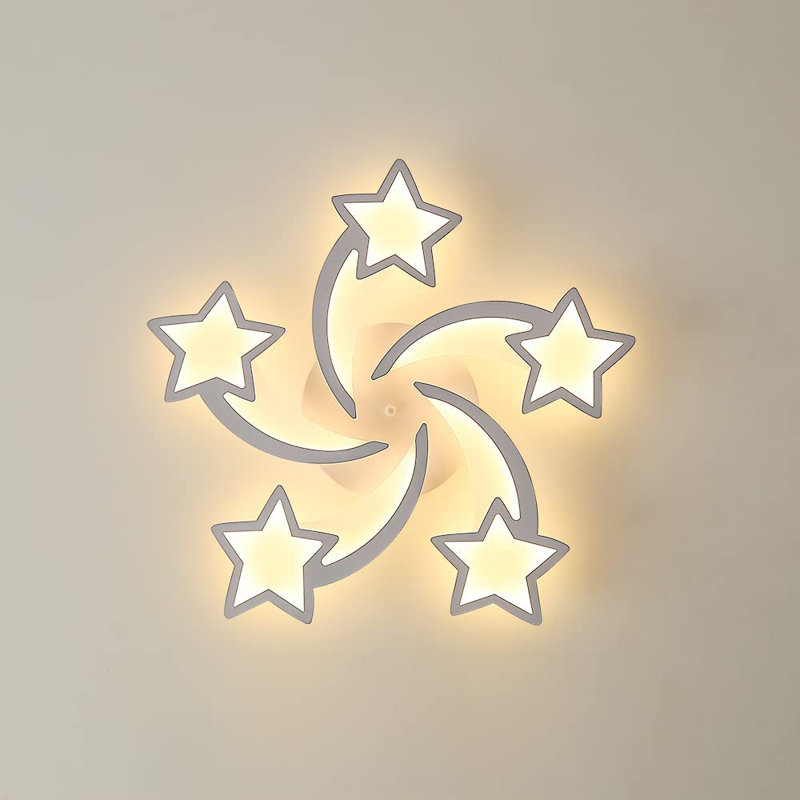 Dimmable 5-Light LED Modern Ceiling Light Fixture with Remote Control, Warm-White Light (3000-6000K), 7cm H x 70cm W x 70cm D