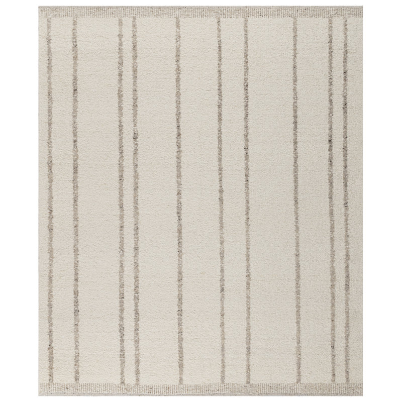 Xava Ecru Stripe Area Rug, Rectangle 6' x 9'