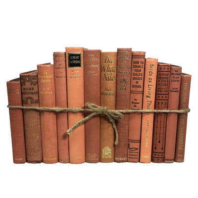 Livres décoratifs - Ensembles de livres corail rétro - 1 pied de livres rose rougeâtre