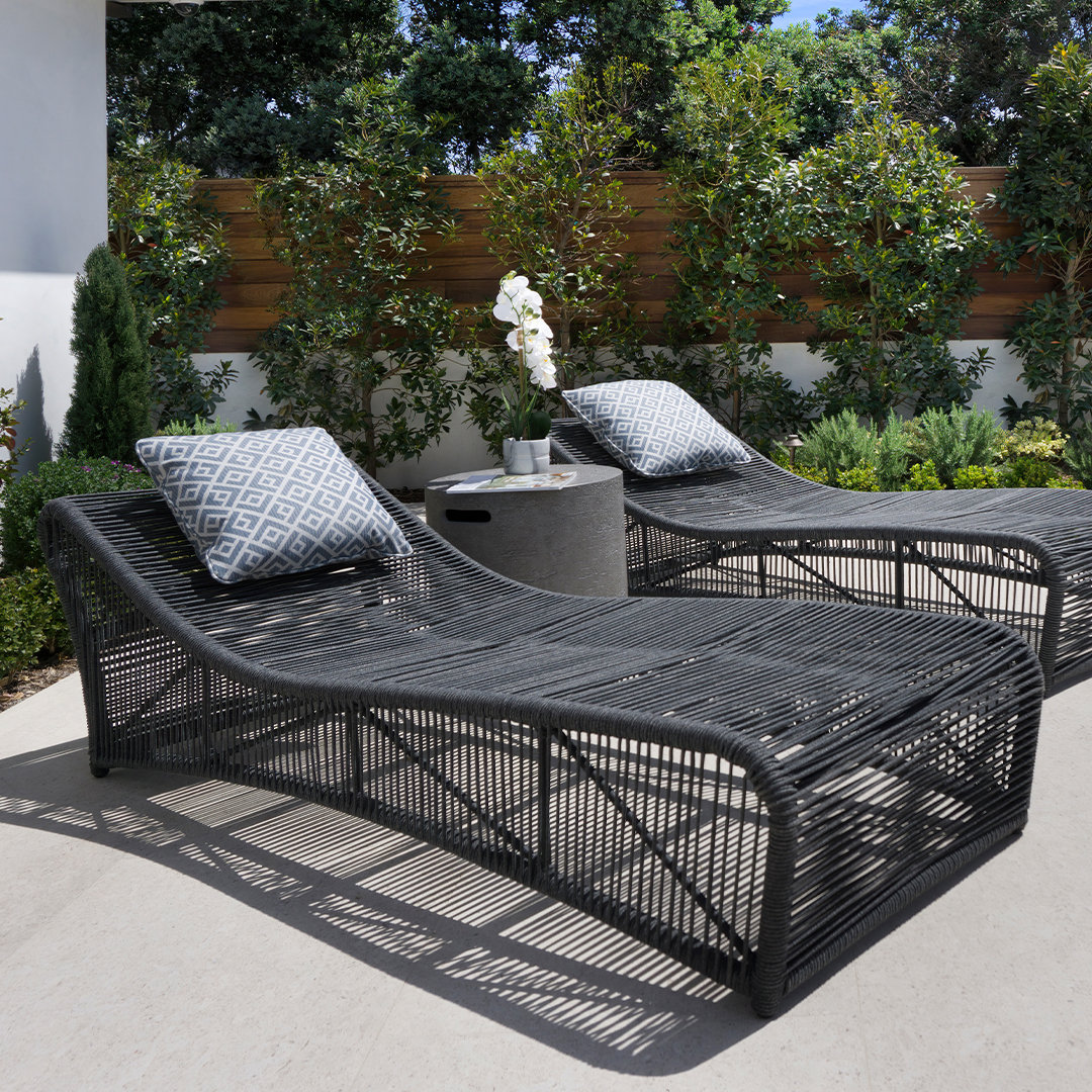 Renfri 77" Patio Chaise Lounge, Black