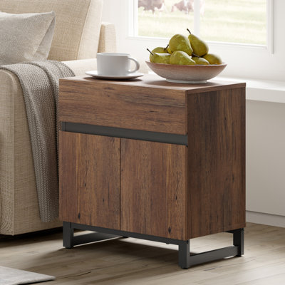 Aadam Modern End Table With 1 Drawer & 1 Storage Cabinet