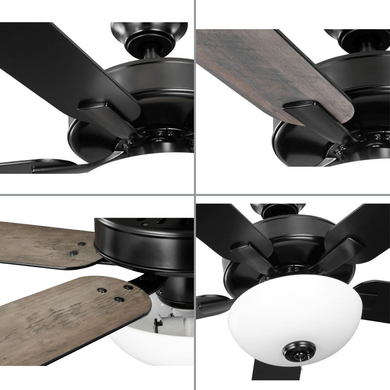 AirPro 52-Inch Matte Black 5-Blade Ceiling Fan with LED Light