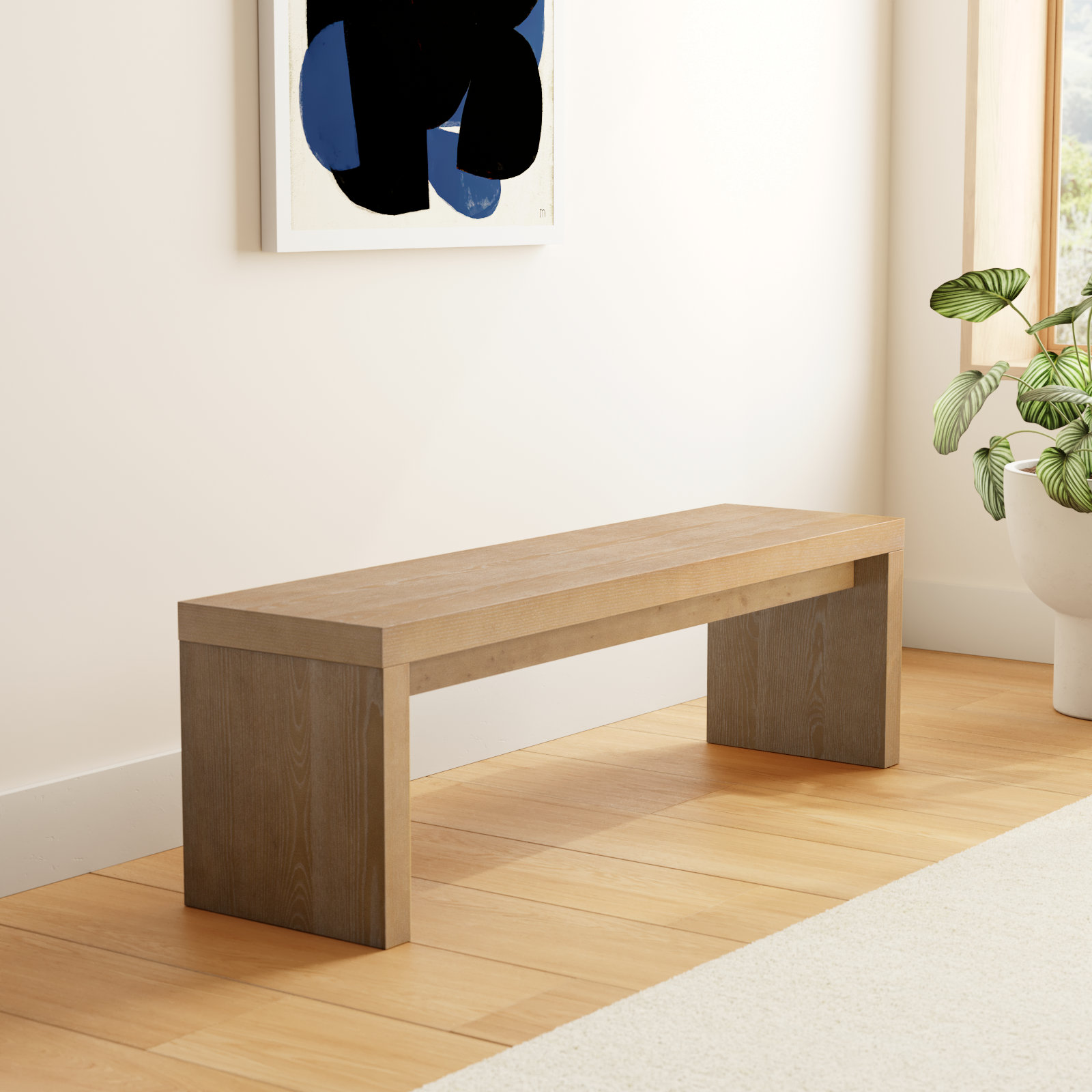 Gabler 56'' Ash Wood Waterfall Bench, Brown