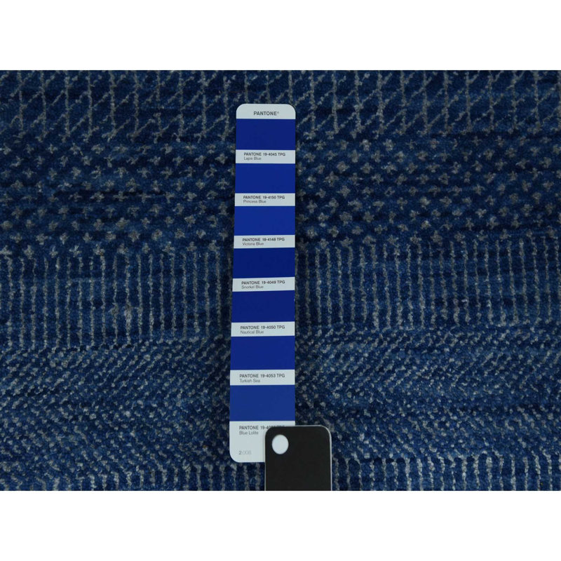 Tapis surdimensionnÃ© 12 pi x 18 pi, bleu, en laine et soie, motif Â« Grass Design Â», nouÃ© Ã  la main C08B24D9835F4538972C1A9D281773D5