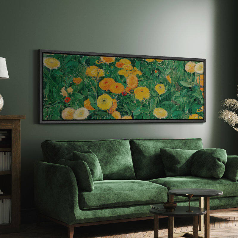 «Vibrant Wildflower», reproduction encadrée botanique, H 20 po x l 60 po, Naturel