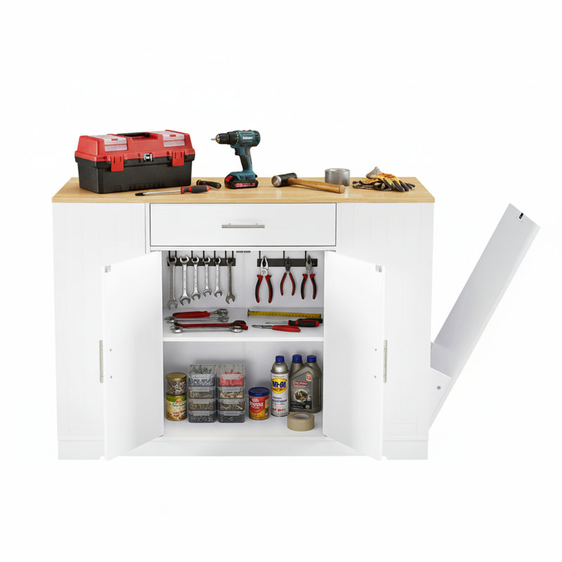 Armoire de rangement 53 po Modern Farmhouse, Blanc antique