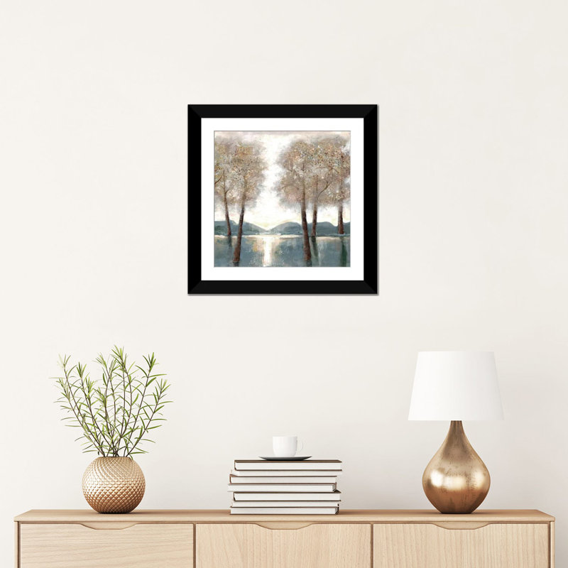 Giclée sur toile tendue Approche du bois II par Doris Charest, H 16 po x l 16 po x P 1 po, Papier d'art encadré noir, Blanc