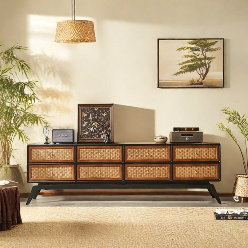 Meuble télé en bois massif tissé Design Sens, 78.74"