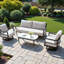 Ensemble de conversation de terrasse en aluminium thermolaqué 4 pièces avec coussins Sunbrella® Everly