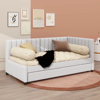 Upholstered Daybed with Trundle Sofa Bed Frame