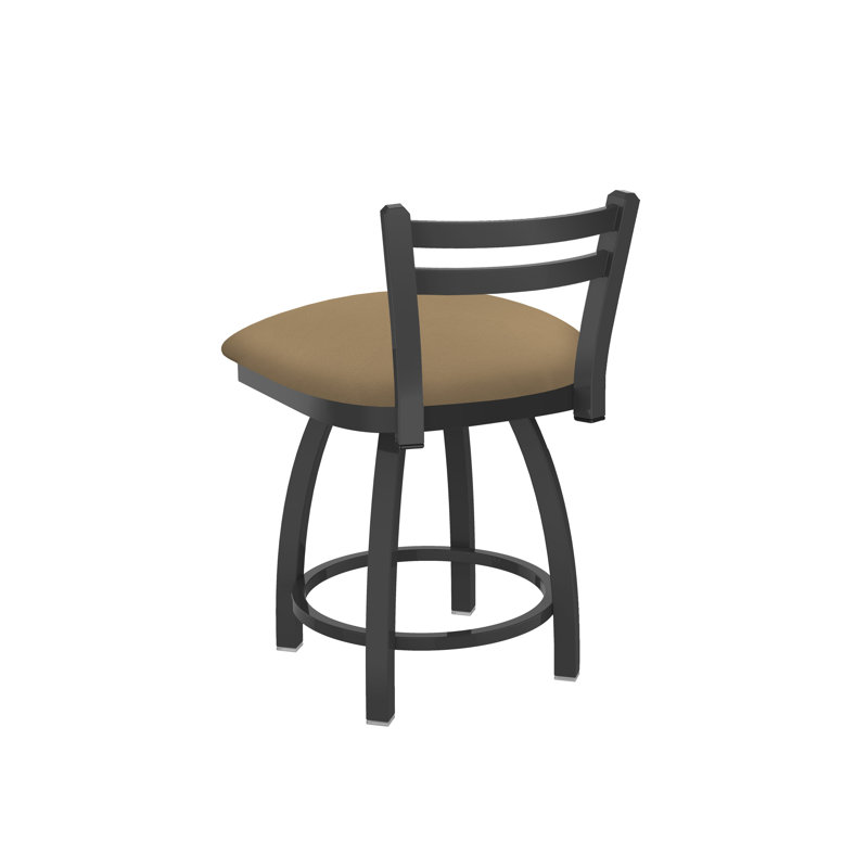 Jackie 18" Tall Metal Vanity Stool, Vinyl-Canter Sand, Pewter