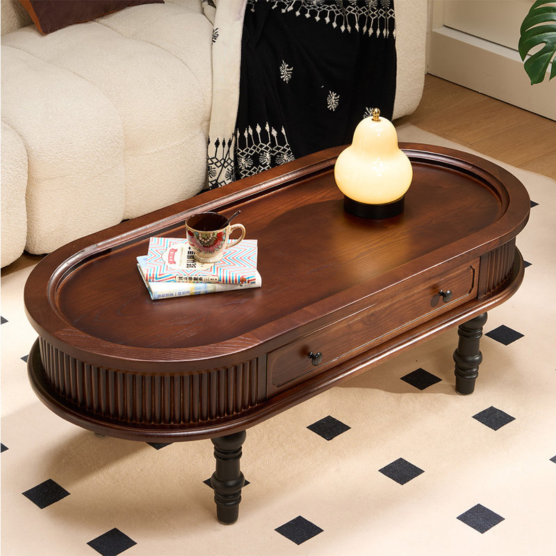 Table basse rétro en bois de style français, H 16,5 po x L 55 po x l 21,6 po