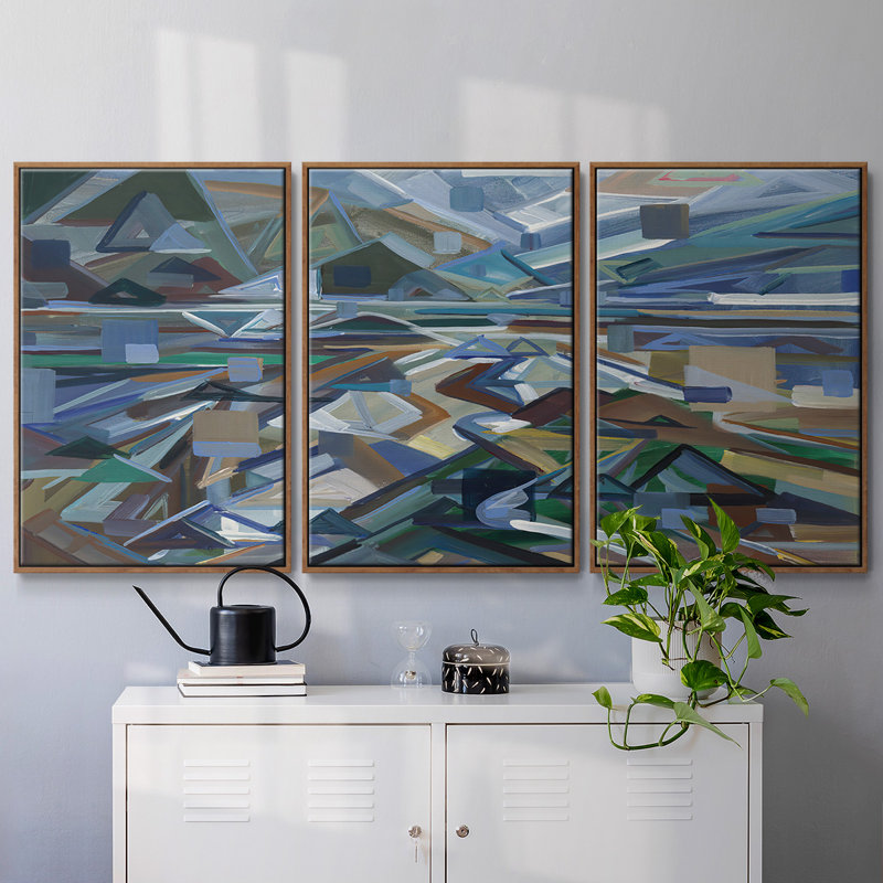 Low Tide - Multi Piece Framed Canvas-UBOR142C, Walnut Framed, 36" H x 75" W x 2" D