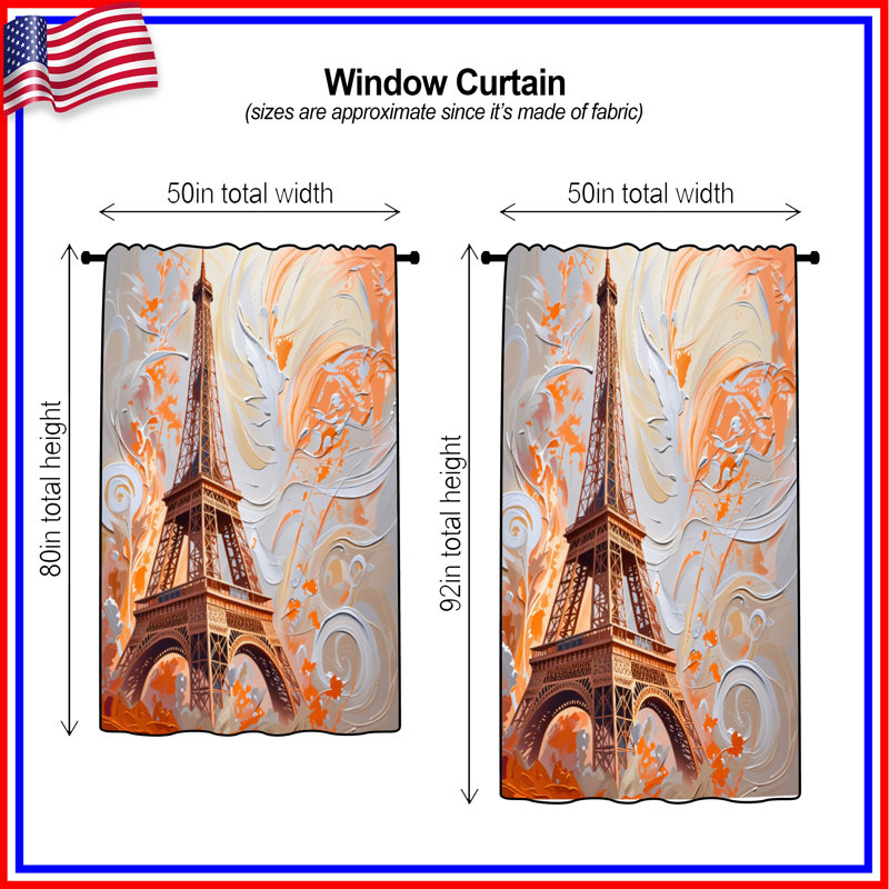 Rideaux de fenêtre Eiffel, voilages et rideaux occultant - 1 panneau, Blockout, 50" x 80" - 1 Panel