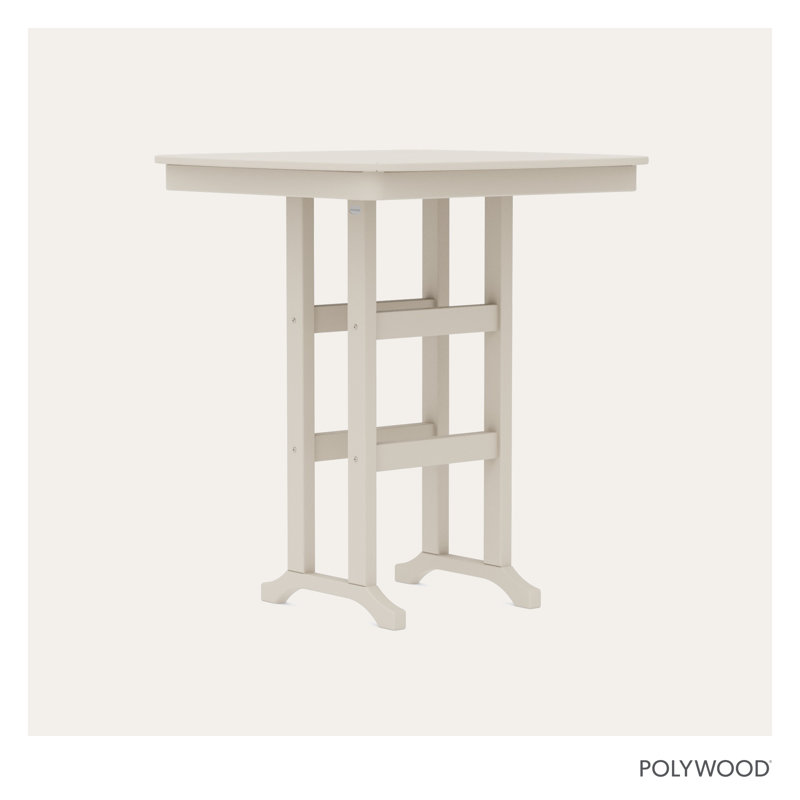 POLYWOOD Nautical Bar Table, Sand, 36.75" W x 36.75" L x 42" H