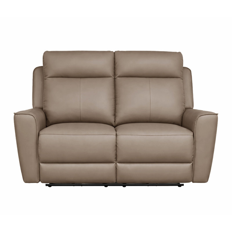 Real Leather Power Recliner with USB Charging, Mushroom, 2