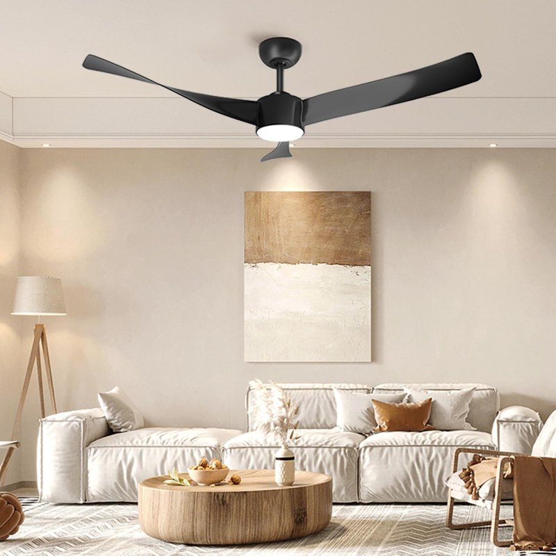 Ventilateur de plafond de 52 pouces avec lumières, ventilateurs de plafond avec télécommande, Noir