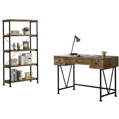 Bureau d'ordinateur et bibliothèque 2 pièces Avon