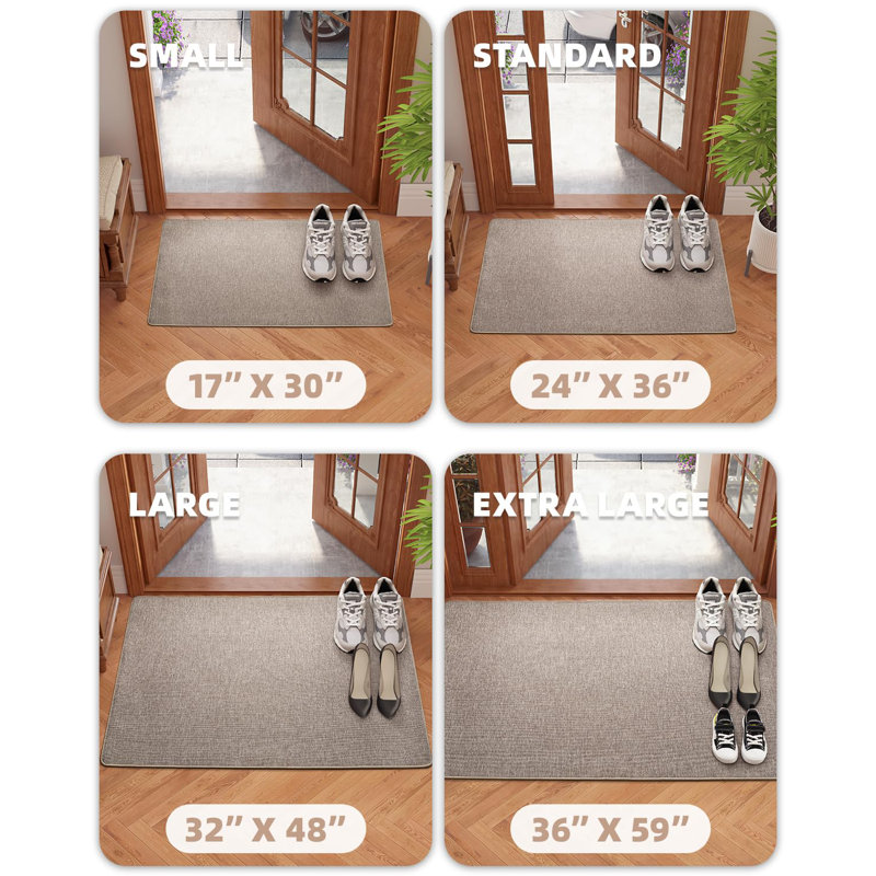 Anvika Non-Slip Indoor Doormat, 24" W x 36" L, Khaki