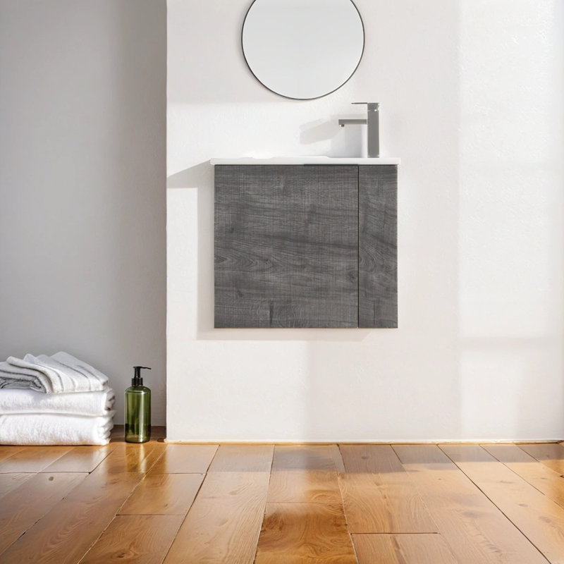 Meuble-lavabo simple 22,28 po avec plateau Kadeeja, Gris