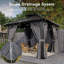 10 pi. L 10 pi. D Pavillon de jardin avec toit en acier galvanisé et structure en métal-126545064