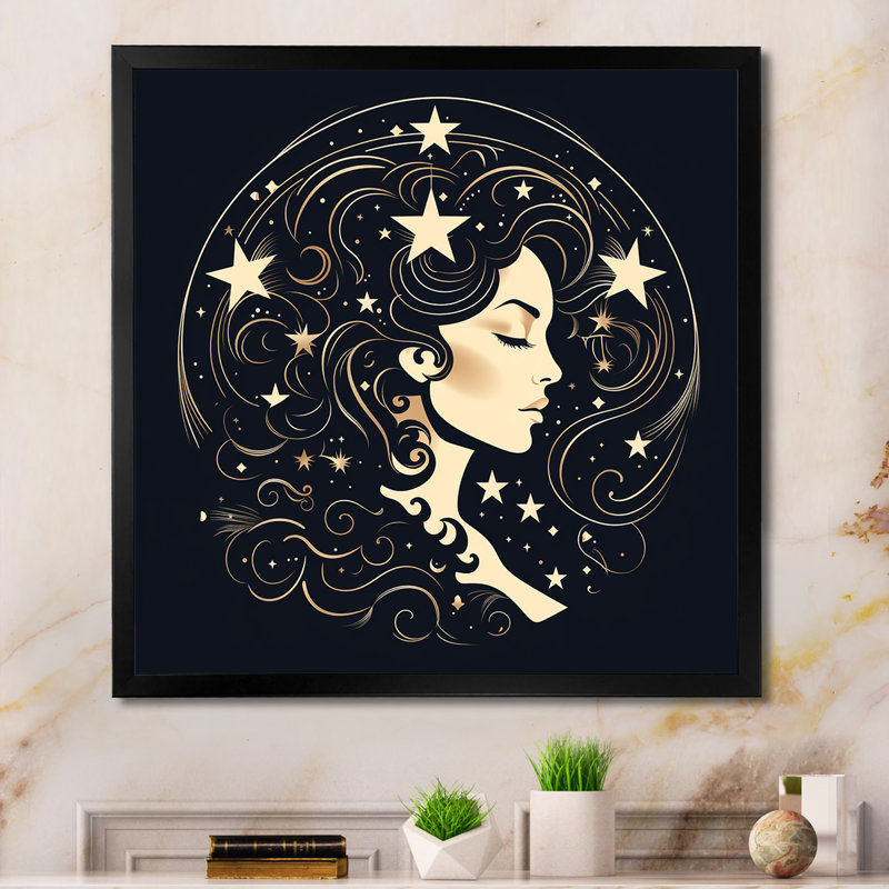 Astrologique Stargazer V, Cadre simple noir, H 24 po x l 24 po x P 1 po