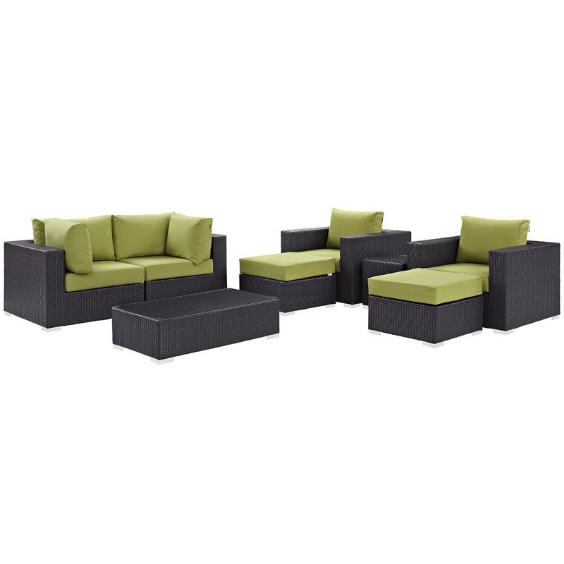 Ensemble modulaire d'extérieur pour terrasse 8 pièces Convene Collection, Espresso et péridot