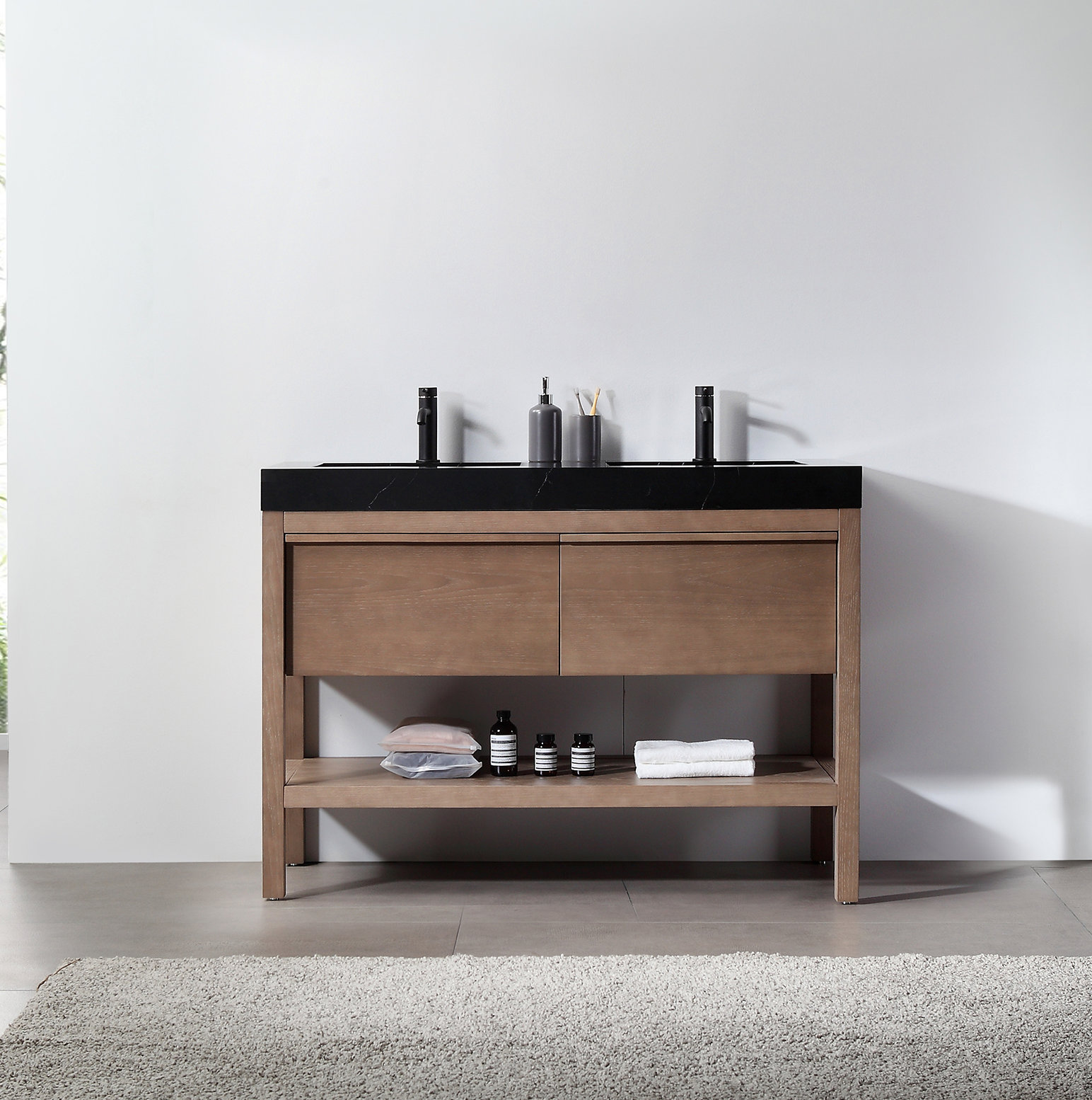 Ariane 48" Cedar Double Bathroom Vanity, Chestnut