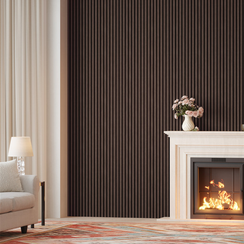 6pcs x 94.5" x 7.9" 3D Acoustic Slat Wall Panels for Interior Wall Décor Walnut Wall Slat(6 Pack/31.20 sq.ft), Mocha