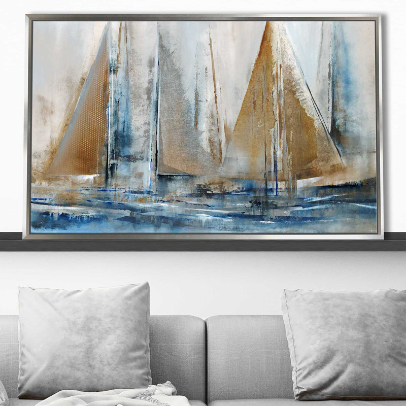 Gone - Peinture sur toile avec cadre flottant, H 21,5 po x l 33,5 po x P 2 po, Cadre flottant argent