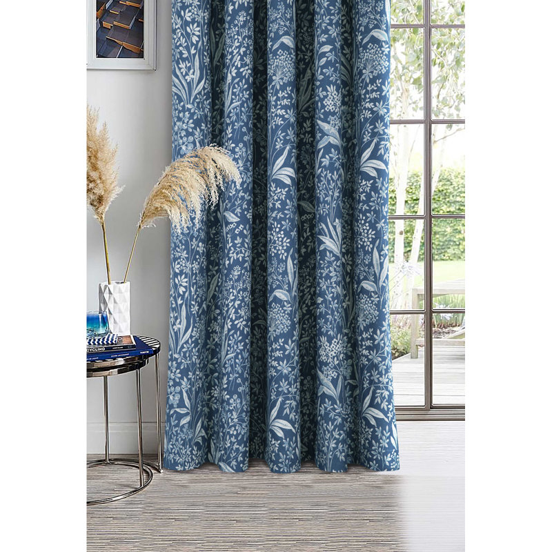 Mckew Room Darkening Pencil Pleat Curtain Pair, 114 W x 137 D cm, Navy