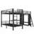 L-Shaped Triple Bunk Bed with Desk & Wardrobe, Twin XL over Twin XL with Full Loft, No Box Spring, Black
