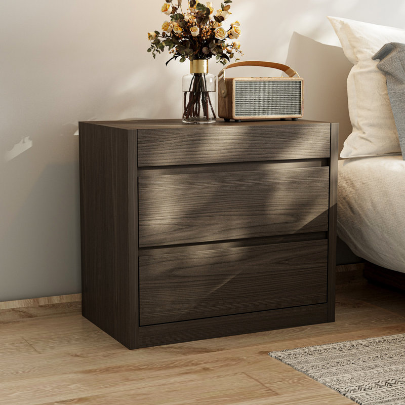 26” Wide 2 Drawer Smart Concealed Gun Cabinet With Electronic Lock, Walnut