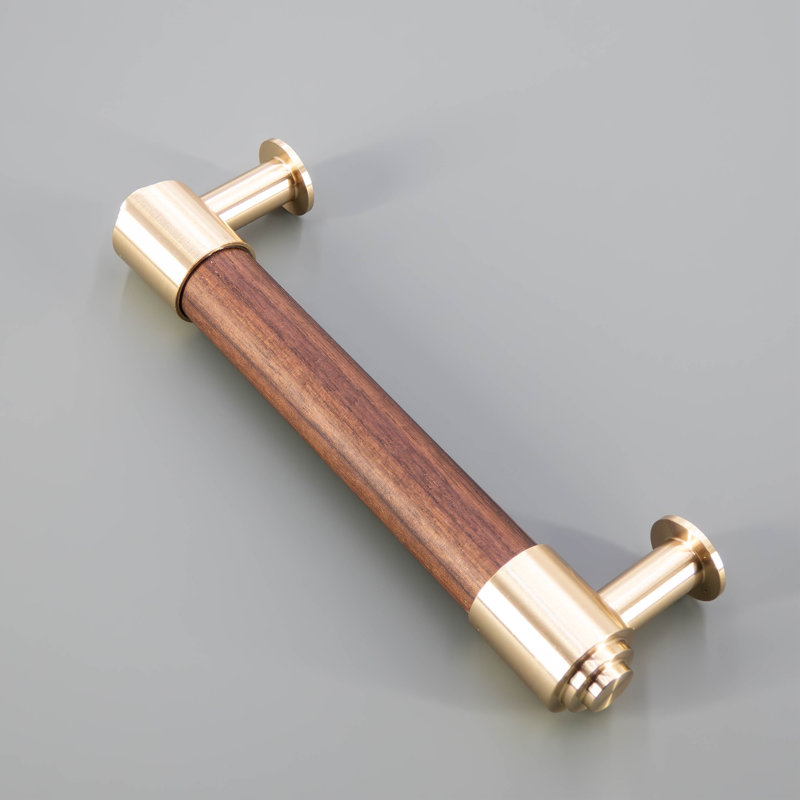 Bar / Handle Pull, Brass/Walnut, 3.78"