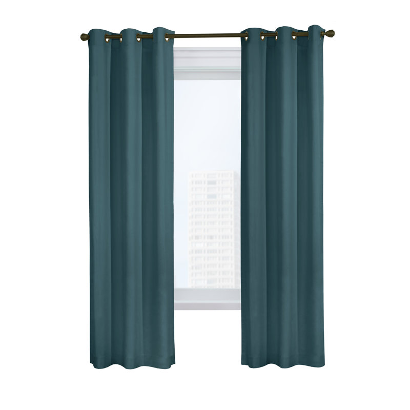 Mcgowen 100% Cotton Solid Room Darkening Thermal Grommet Curtain Panels, 40" W x 63" L, Nightwatch Green