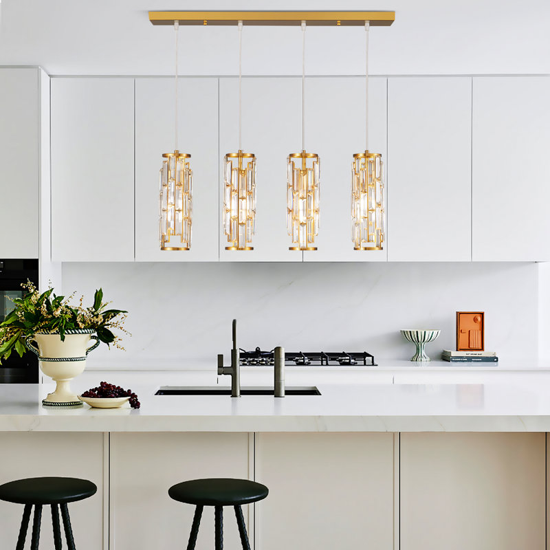 4-Light Modern Pendant Light Adjustable Pendant Light Fixture crystal pendant light, Gold