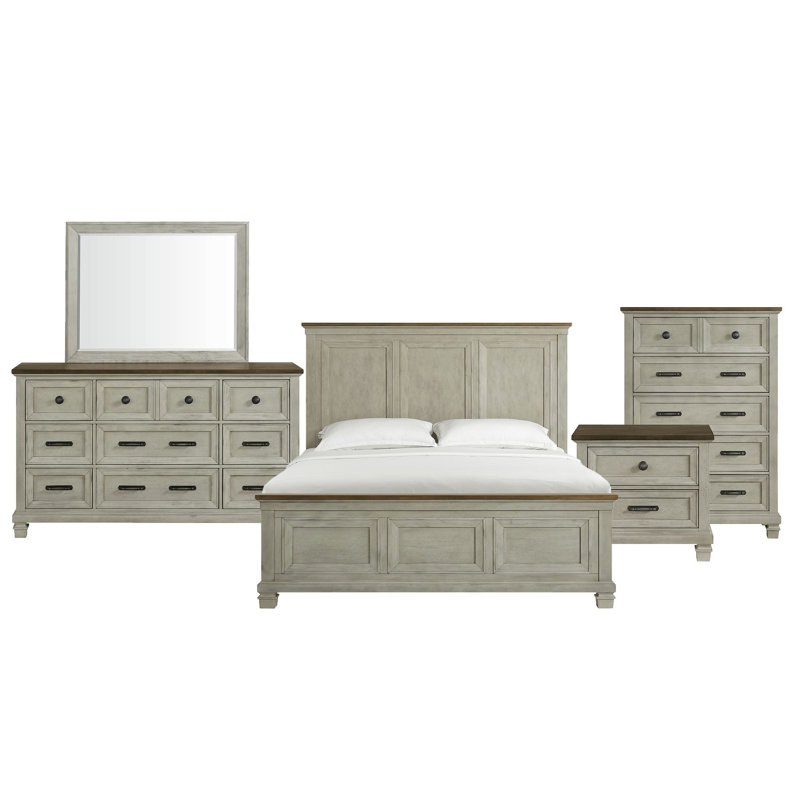 Ensemble de chambre à coucher 5 pièces Clayton, Très grand, 5 Pcs: Bed, Dresser, Mirror, Chest, Nightstand