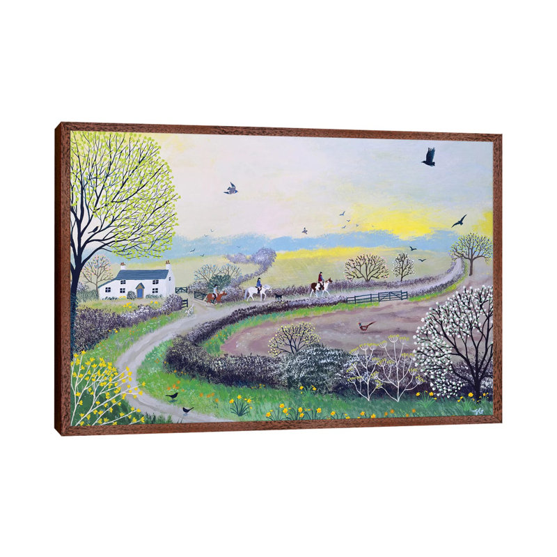 Early Morning Ride by Jo Grundy - Painting on Canvas, 45.72cm H x 66.04cm W x 3.81cm D, Brown Framed