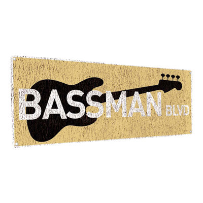 «Bass Man BLVD Metal Sign» sur métal